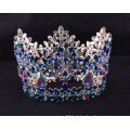 High Quality Fully Round Colored Crown For Royal King Pageant Crowns For Men